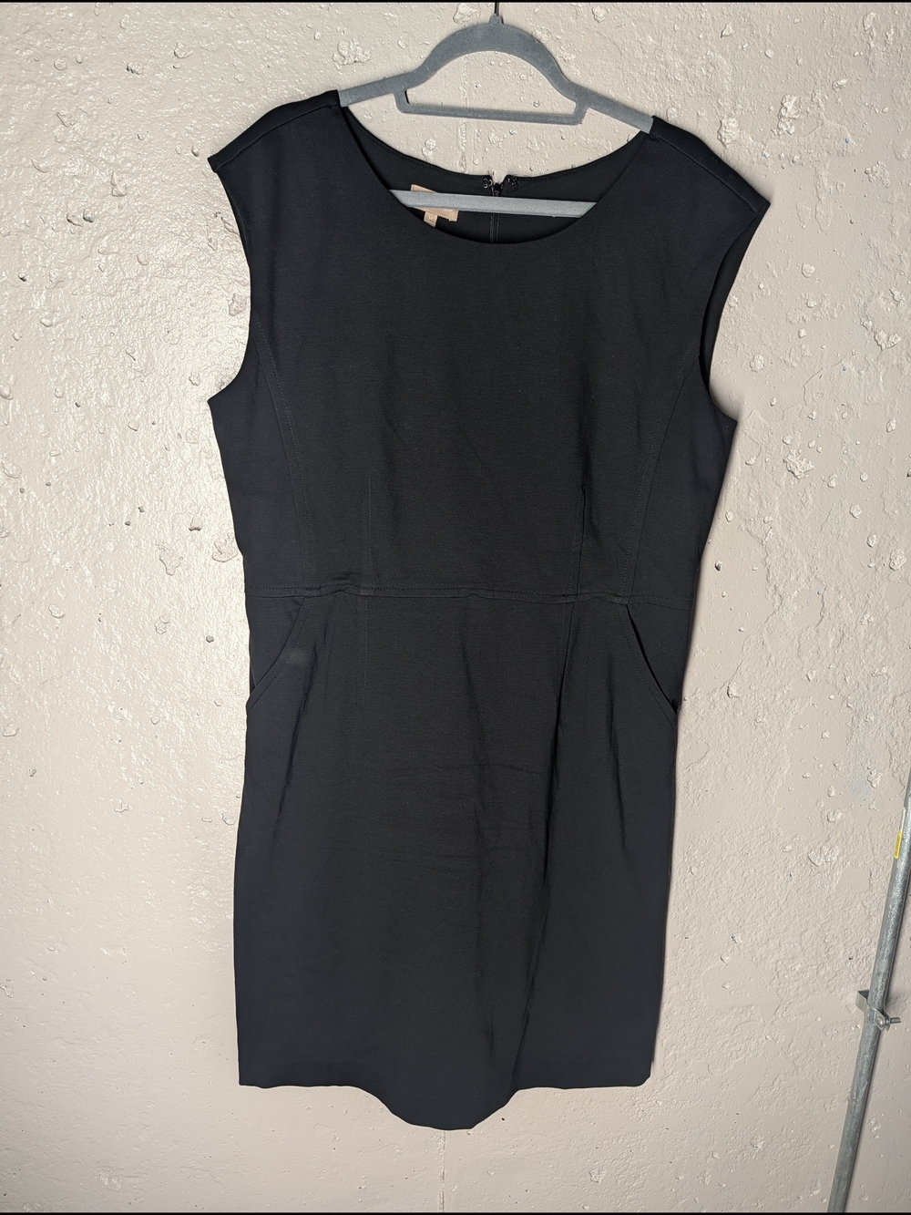 Talbots Black Ponte Sheath Dress Pockets Size 14 Work Office Career